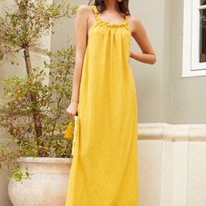Mustard Braided Cami Maxi Dress NWOT